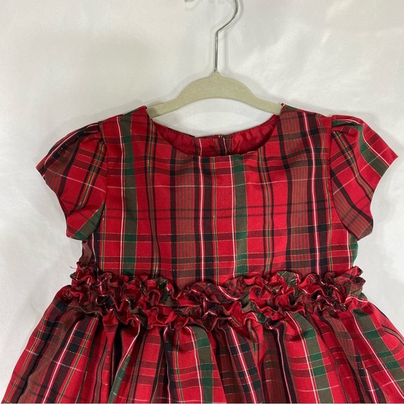 George Girl’s Ruffle Christmas Plaid Party Dress w/ Velvet Bolero - Picture 3 of 9
